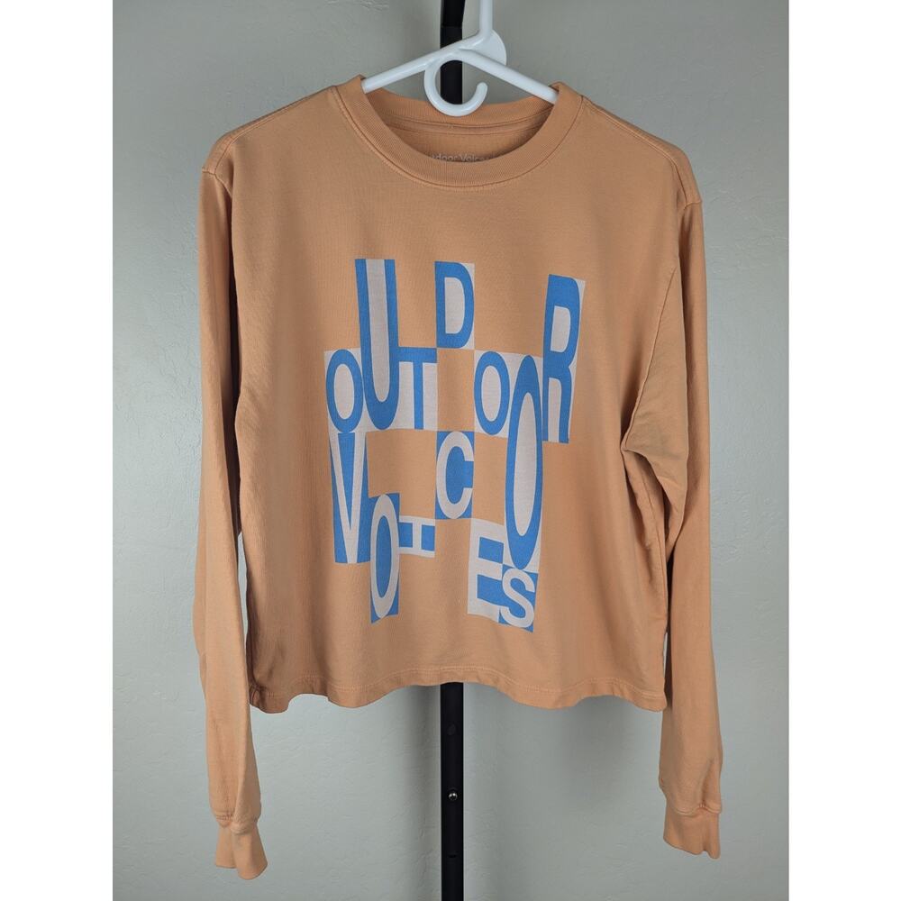 Outdoor Voices Graphic Cropped Long Sleeve Sweatshirt 100% Cotton orange